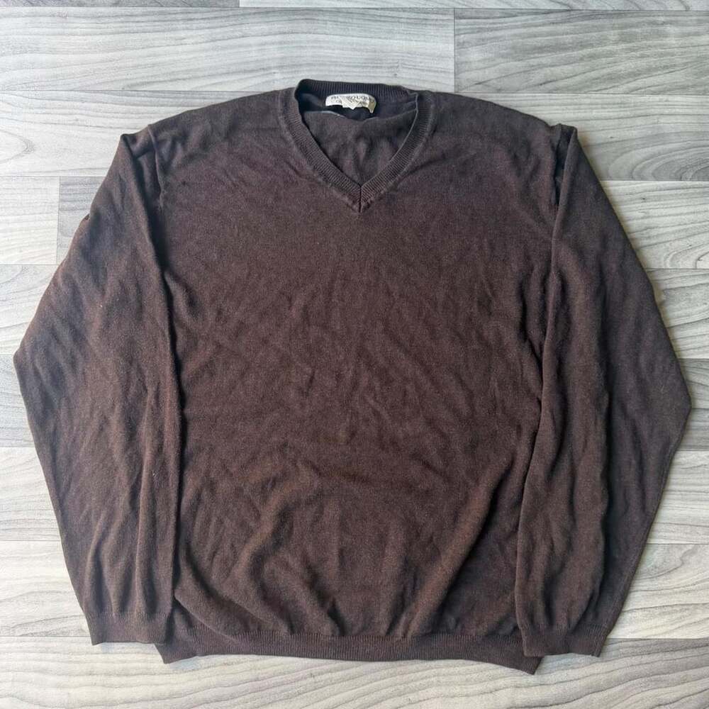 Pronto Uomo Cotton Cashmere Brown V-Neck Sweater